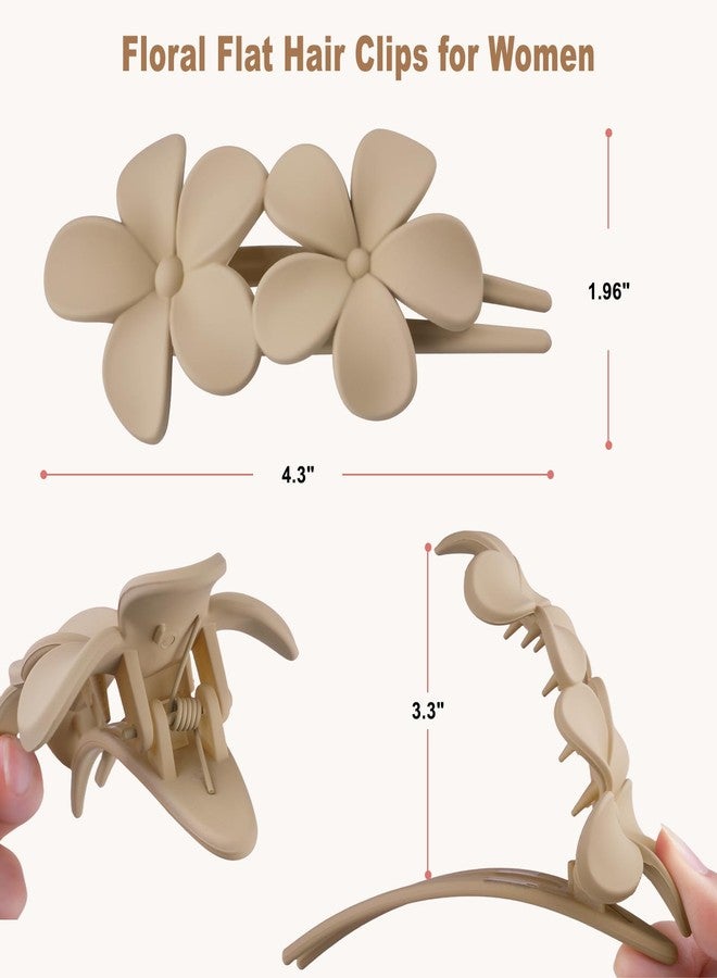 LEADUWAY 8PCS French Flat Claw Hair Clips for Women Girls, Large Flat Claw Clips and Flower Hairclips for Thick Thin Curly Hair, Matte Non-Slip Strong Hold Hair Accessories - Image 5